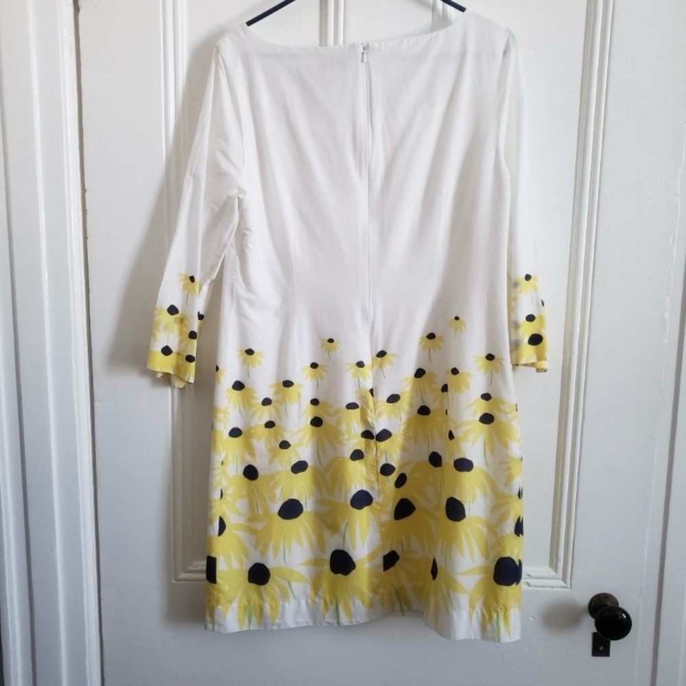 Vintage Lilly Pulitzer Daisy Shift Dress 12 3/4 Sleeves White Sunflowers 🌻 🌼 - Picture 4 of 12